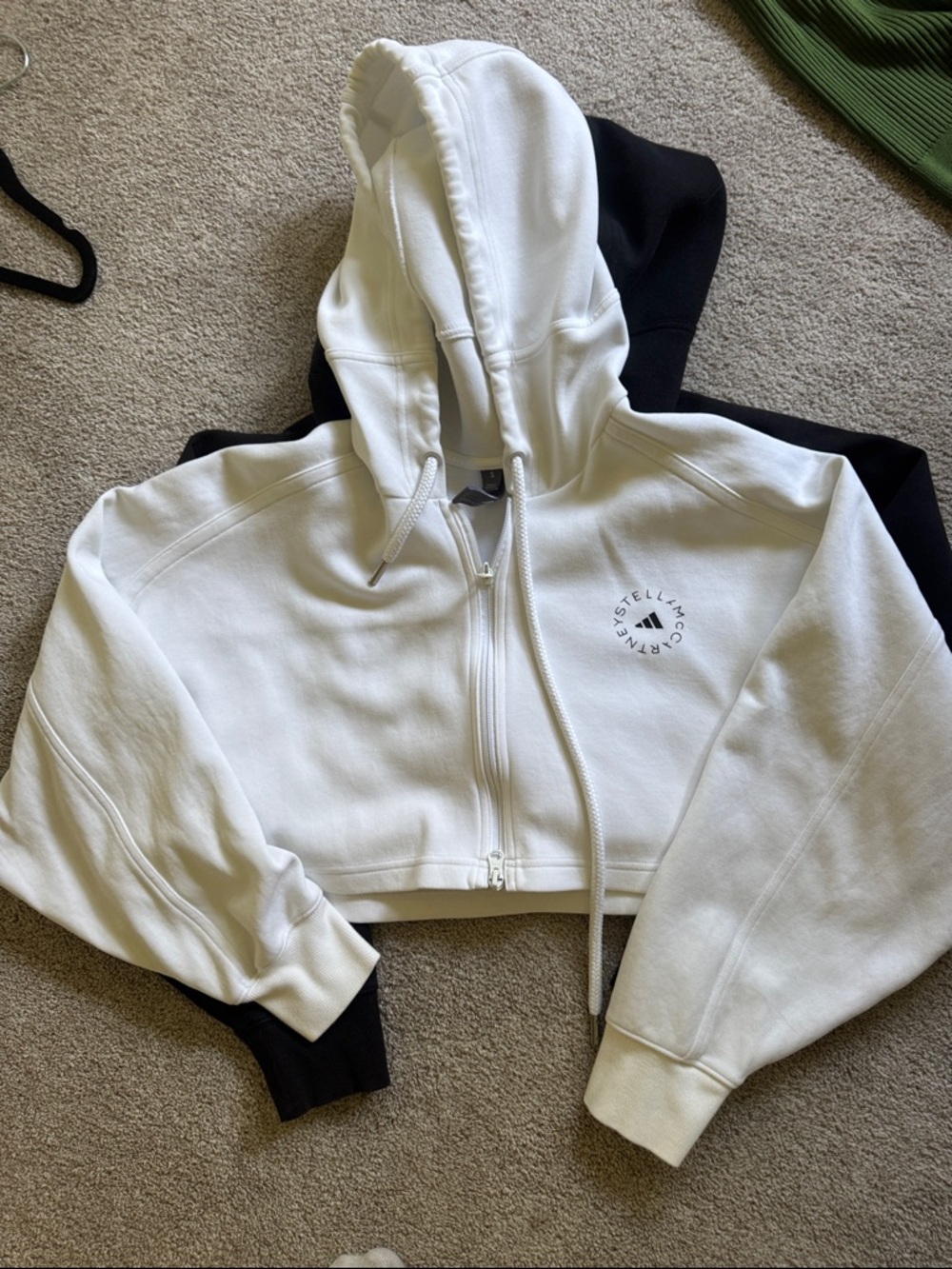 Stella McCartney White Cropped Zip Hoodie